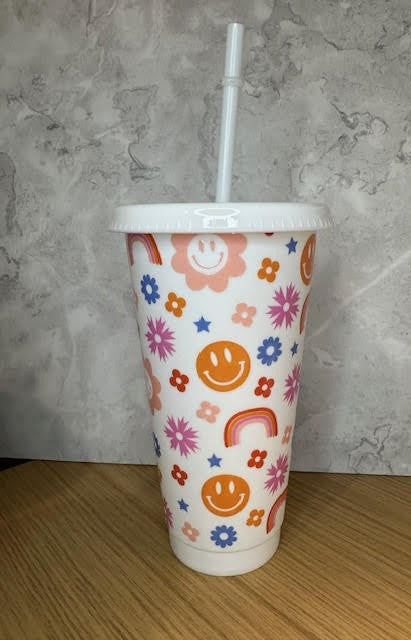 Rainbows and Smiles print cold cup