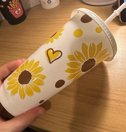 Sunflowers print cold cup