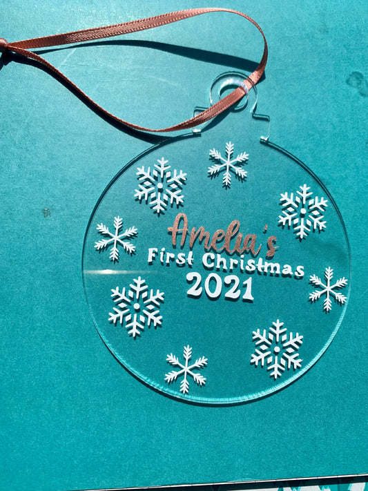 First Christmas personalised bauble