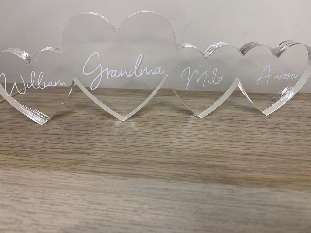 Gorgeous acrylic freestanding hearts- mothers day- celebrations-gift-  birthday-family