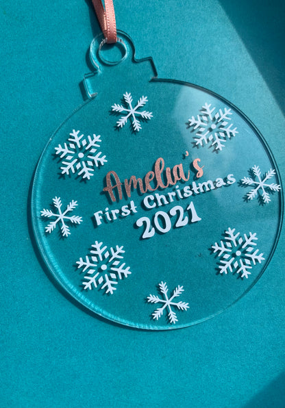 First Christmas personalised bauble