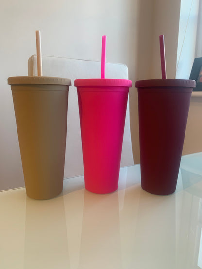 Personalised Double Walled Tumbler With Straw